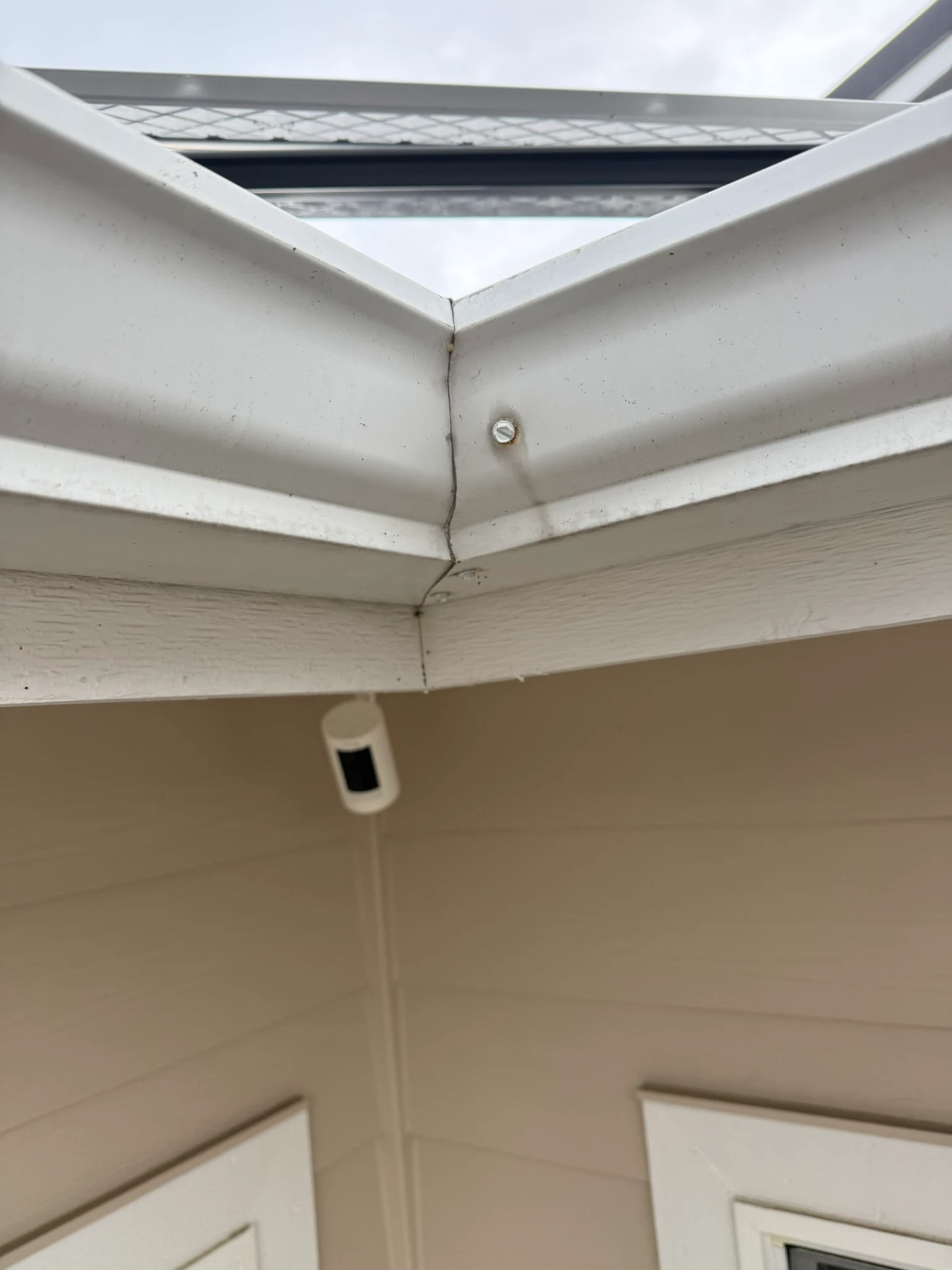 Technician replacing rusted gutter screw